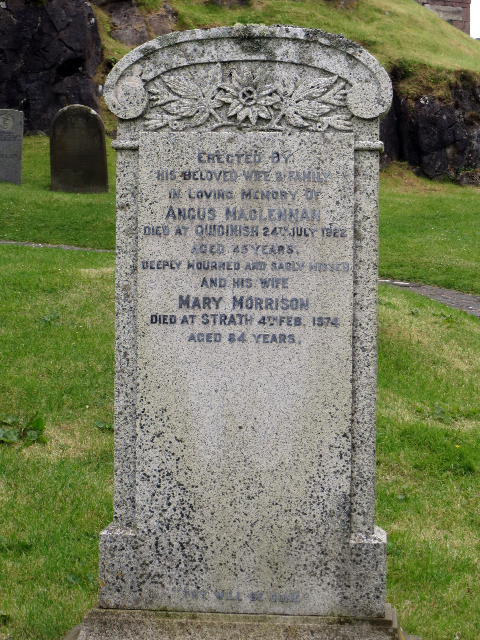 Photo of headstones/Angus McLennan d 1922 hdstn Rodel, Harris